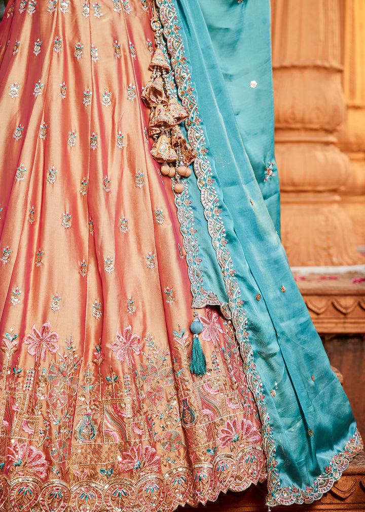 Buy Now Pink Georgette Sequins Wedding Wear Lehenga Choli Online in USA, UK, Canada, France, Italy, Germany, Denmark, Qatar & Worldwide at Empress Clothing.