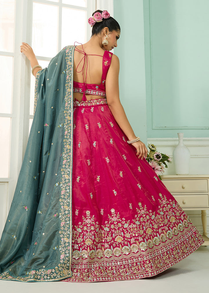 Buy Now Silk Pink Heavy Embroidered Wedding Lehenga Choli Online in US, UK, Canada, France, Italy, Germany, Sweden, Denmark, Greece, UAE & Worldwide at Empress.