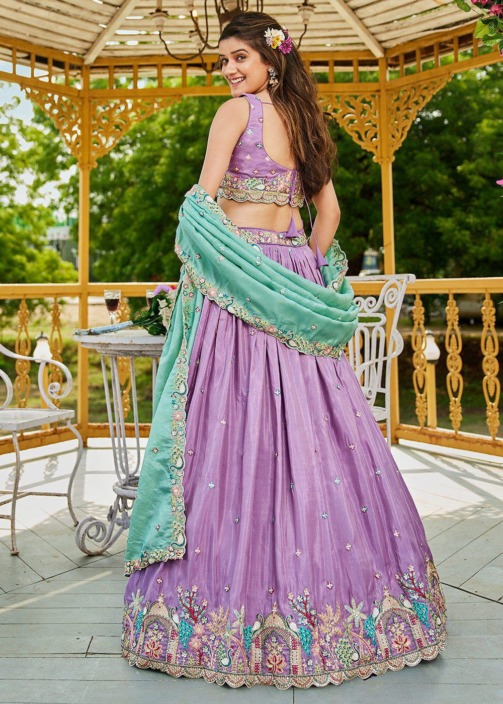 Buy Now Satin Embroidered Lavender Wedding Festive Lehenga Choli Online in USA, UK, Canada, France, Italy, Germany, Australia & Worldwide at Empress Clothing.