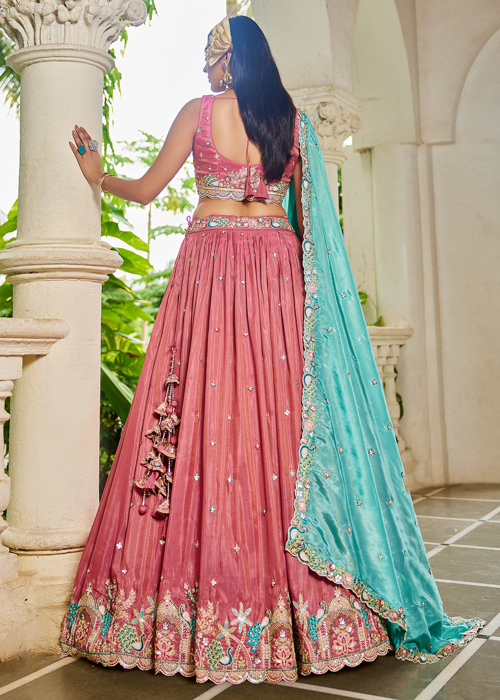 Buy Now Satin Embroidered Pink Wedding Festive Lehenga Choli Online in USA, UK, Canada, France, Italy, Germany, Australia, UAE & Worldwide at Empress Clothing.