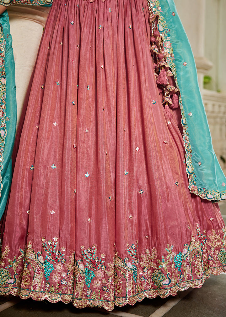 Buy Now Satin Embroidered Pink Wedding Festive Lehenga Choli Online in USA, UK, Canada, France, Italy, Germany, Australia, UAE & Worldwide at Empress Clothing.