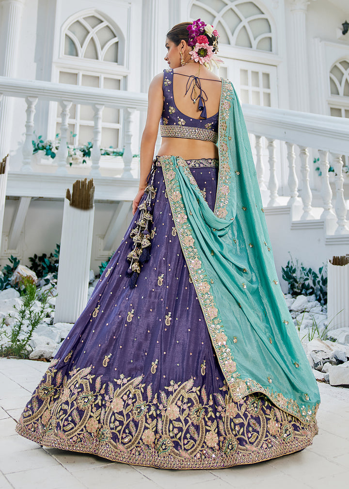 Buy Now Purple Poly Chiffon Sequins Work Bridesmaids Lehenga Choli Online in USA, UK, Canada, France, Italy, Germany, Denmark & Worldwide at Empress Clothing