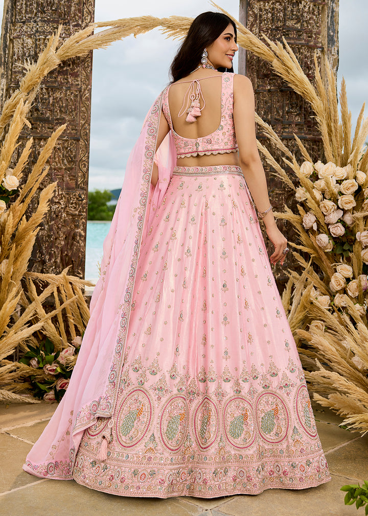 Buy Now Silk Fabric Pink Color Wedding Wear Lehenga Choli Online in US, UK, Canada, France, Italy, Germany, Sweden, Greece, Denmark & Worldwide at Empress.