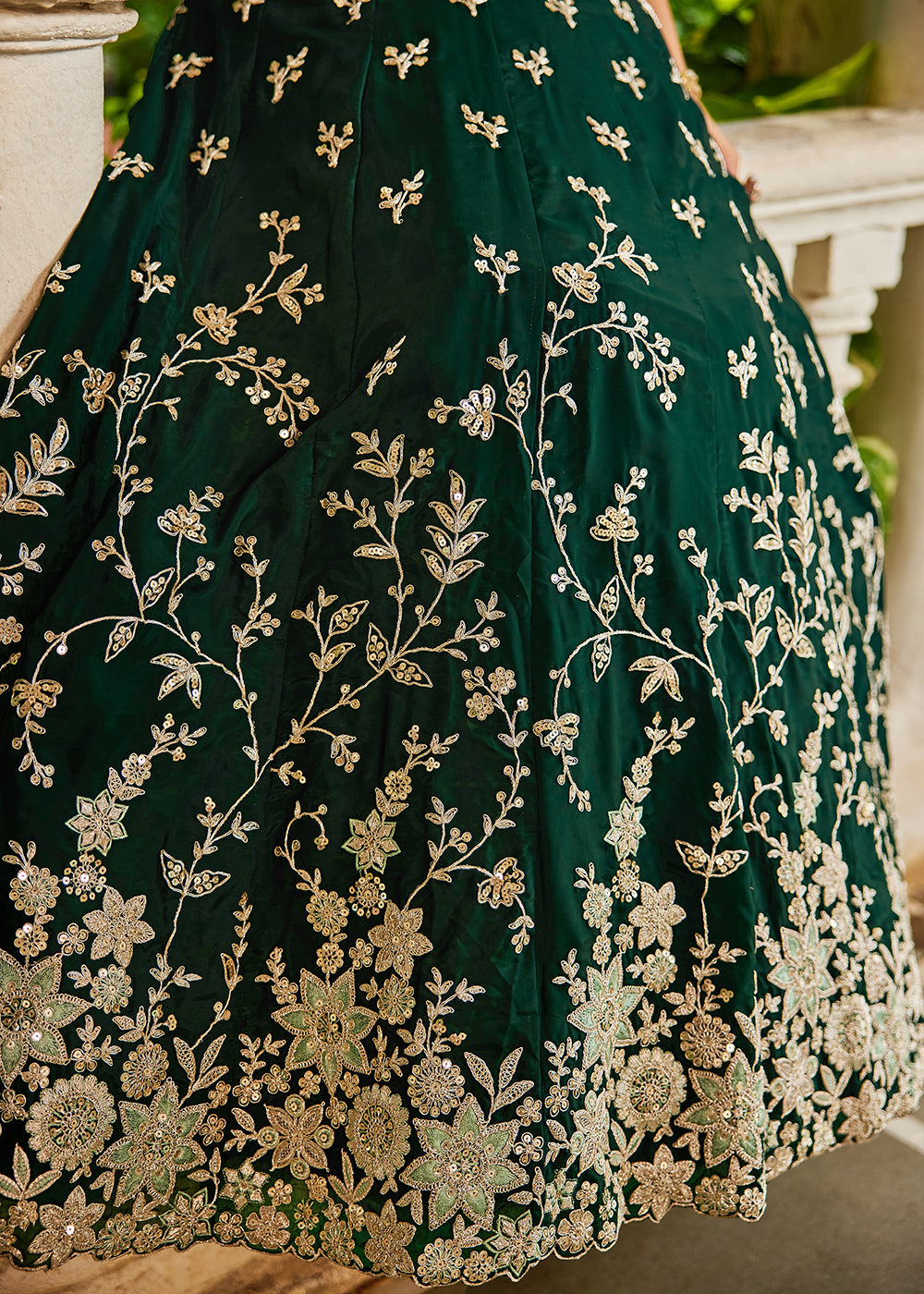 Buy Now Trendy Green Embroidered Organza Wedding Lehenga Choli Online in USA, UK, Canada, France, Italy, Germany, Austria, UAE & Worldwide at Empress Clothing.