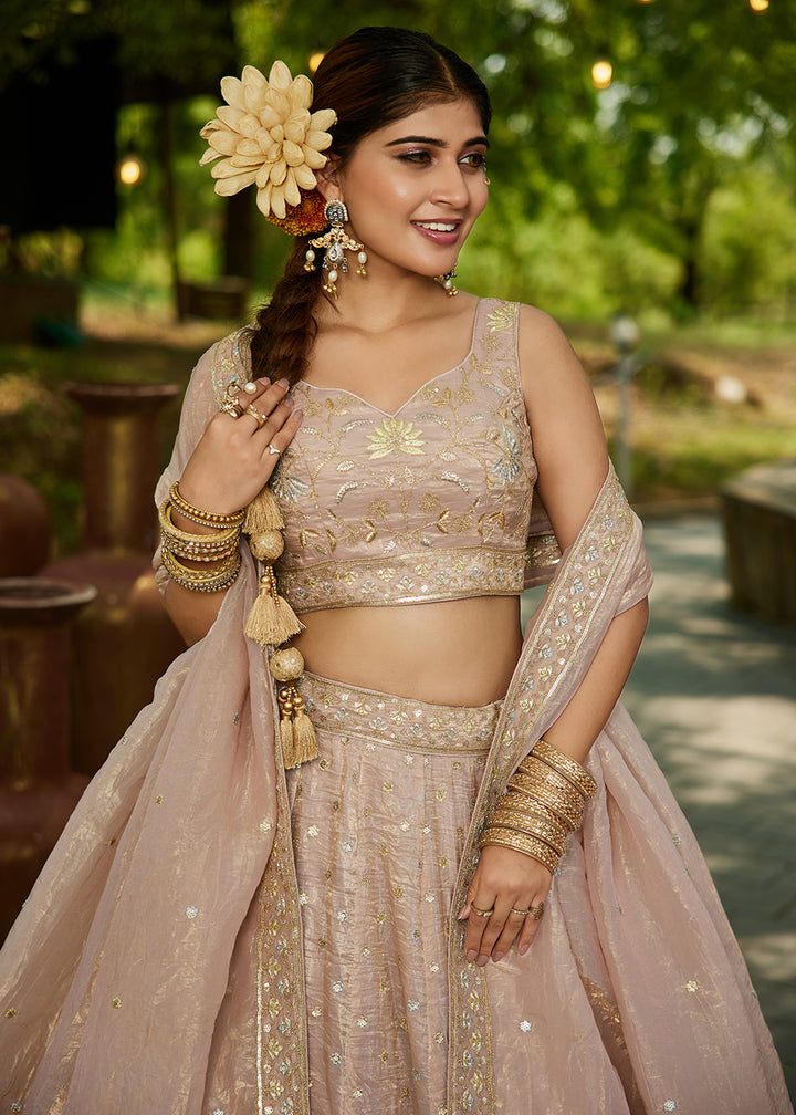 Buy Now Designer Nude Heavy Embroidered Bridal Lehenga Choli Online in USA, UK, Canada, France, Italy, Germany, Austria, UAE & Worldwide at Empress Clothing.