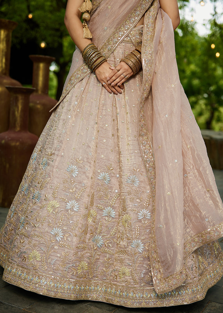 Buy Now Designer Nude Heavy Embroidered Bridal Lehenga Choli Online in USA, UK, Canada, France, Italy, Germany, Austria, UAE & Worldwide at Empress Clothing.