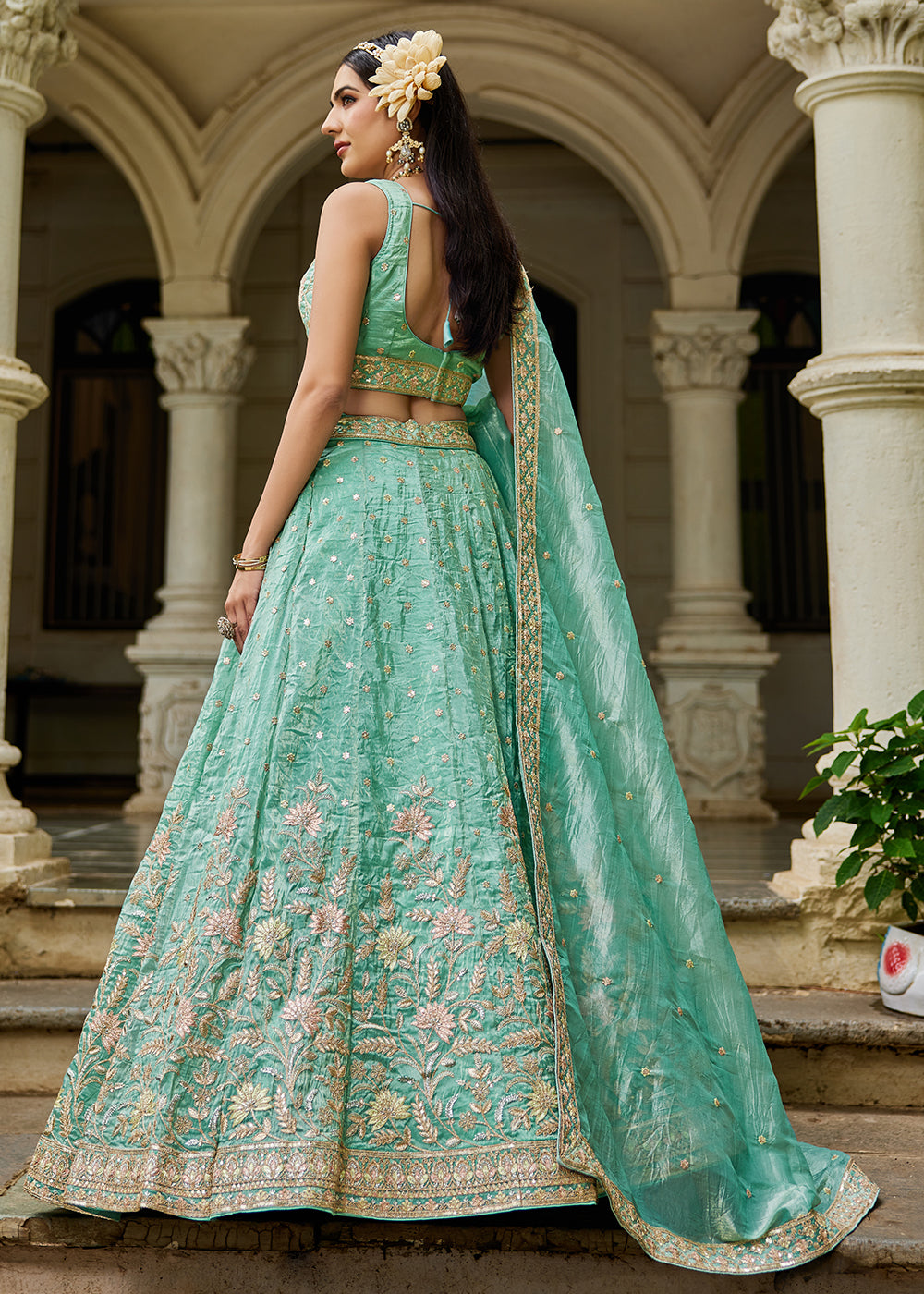 Buy Now Designer Green Heavy Embroidered Bridal Lehenga Choli Online in USA, UK, Canada, France, Italy, Germany, Austria, UAE & Worldwide at Empress Clothing.