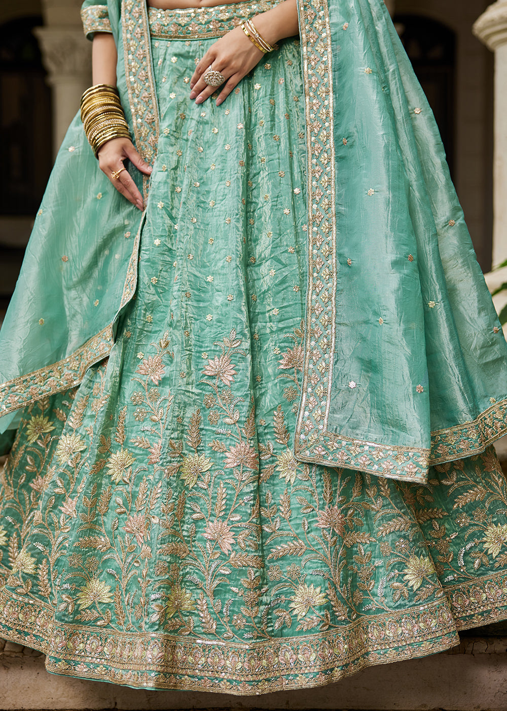 Buy Now Designer Green Heavy Embroidered Bridal Lehenga Choli Online in USA, UK, Canada, France, Italy, Germany, Austria, UAE & Worldwide at Empress Clothing.