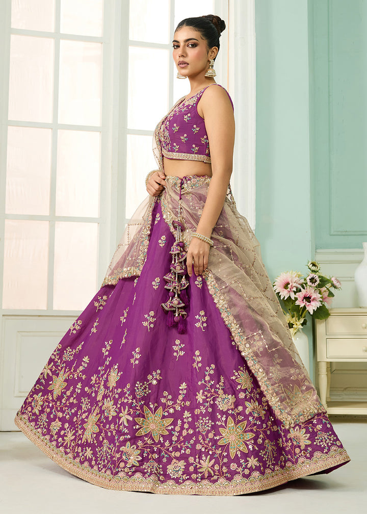 Buy Now Burgundy Georgette Wedding Embroidered Lehenga Choli Online in US, UK, Canada, France, Italy, Germany, Sweden, Denmark, UAE & Worldwide at Empress.