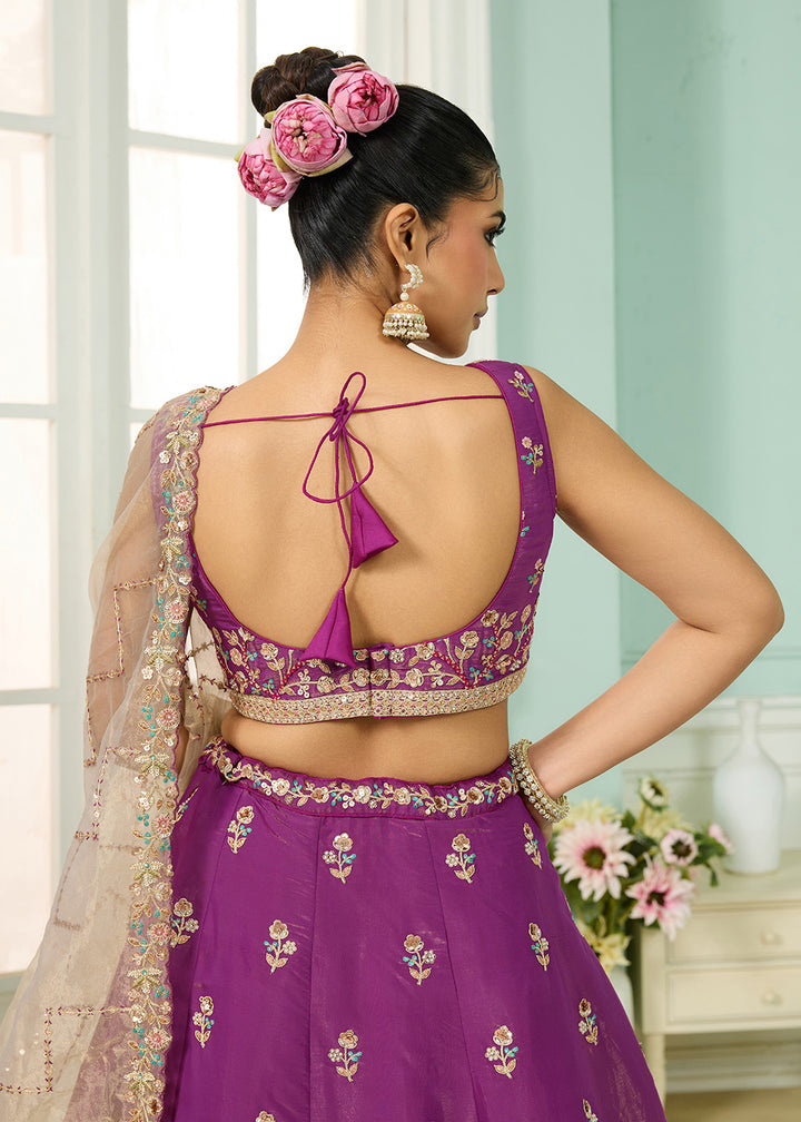 Buy Now Burgundy Georgette Wedding Embroidered Lehenga Choli Online in US, UK, Canada, France, Italy, Germany, Sweden, Denmark, UAE & Worldwide at Empress.