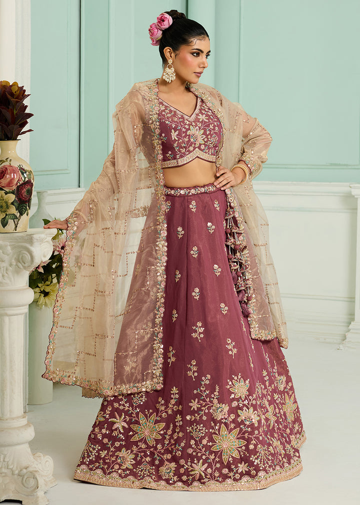 Buy Now Pink Georgette Wedding Embroidered Lehenga Choli Online in US, UK, Canada, France, Italy, Germany, Sweden, Denmark, Greece, UAE & Worldwide at Empress.