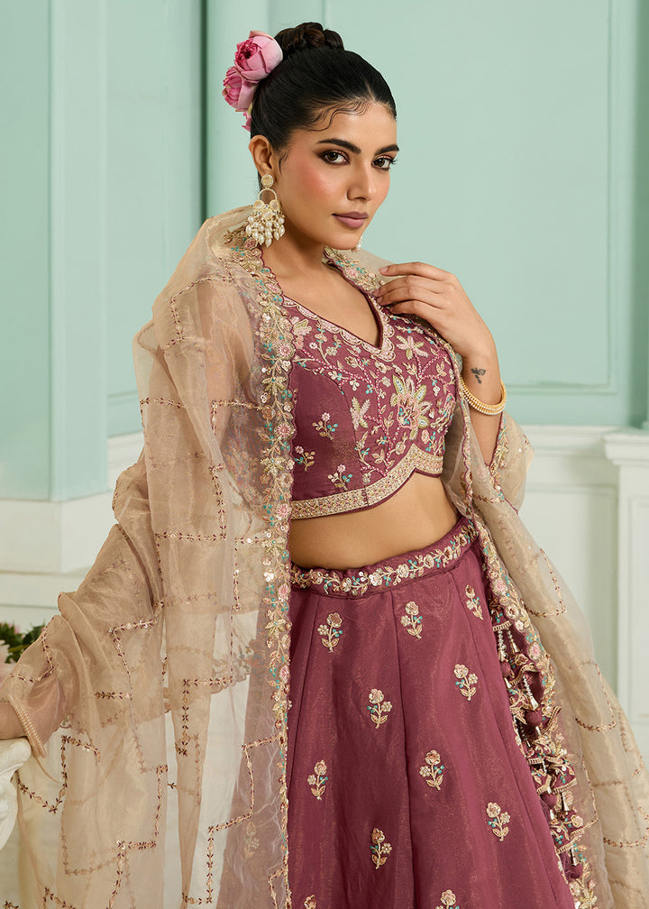 Buy Now Pink Georgette Wedding Embroidered Lehenga Choli Online in US, UK, Canada, France, Italy, Germany, Sweden, Denmark, Greece, UAE & Worldwide at Empress.