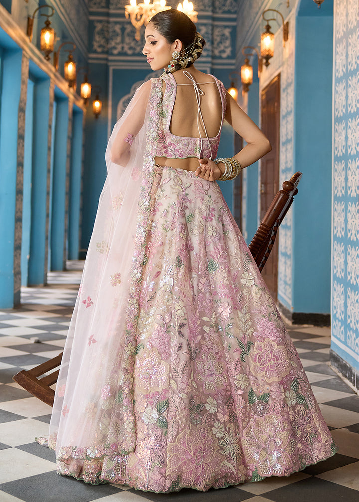 Buy Now Net Embroidered Cream Wedding Party Lehenga Choli Online in US, UK, Canada, France, Italy, Germany, Sweden, Greece, UAE, Denmark & Worldwide at Empress.