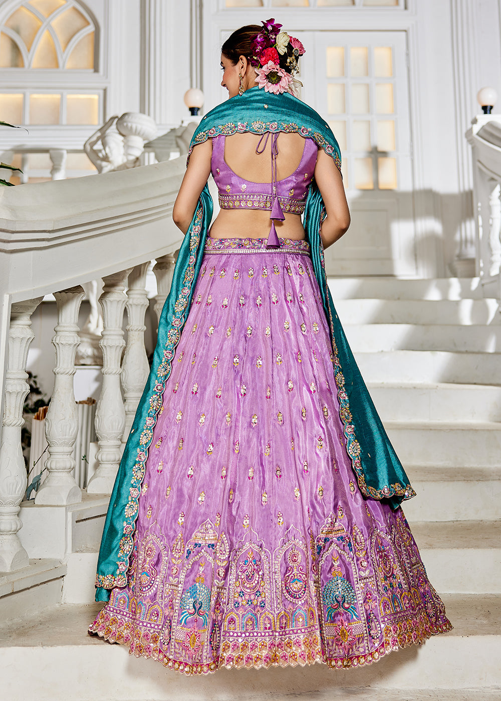 Buy Now Lavender Tissue Fabric Embroidered Reception Lehenga Choli Online in USA, UK, Canada, France, Italy, Germany, Denmark & Worldwide at Empress Clothing.