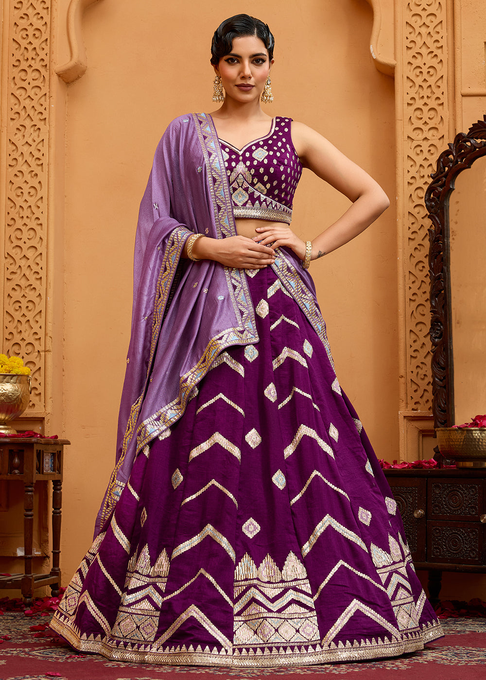 Buy Now Reception Style Burgundy Embroidered Lehenga Choli Online in US, UK, Canada, France, Italy, Germany, Sweden, Denmark, Greece & Worldwide at Empress.