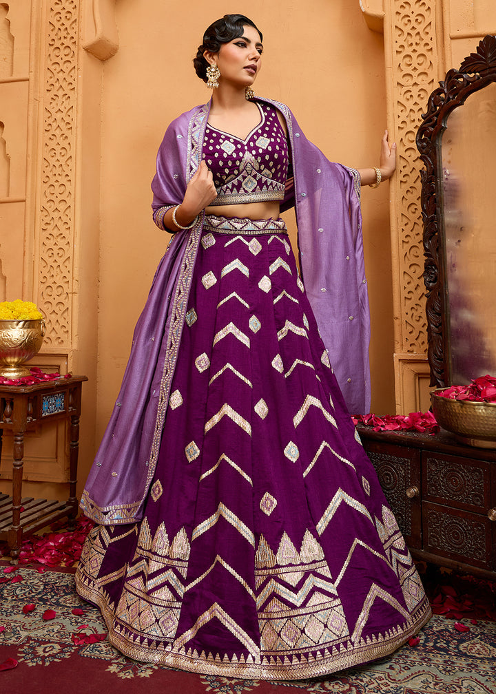 Buy Now Reception Style Burgundy Embroidered Lehenga Choli Online in US, UK, Canada, France, Italy, Germany, Sweden, Denmark, Greece & Worldwide at Empress.