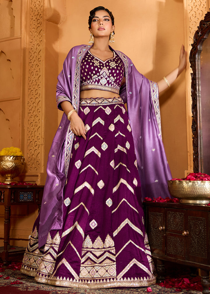 Buy Now Reception Style Burgundy Embroidered Lehenga Choli Online in US, UK, Canada, France, Italy, Germany, Sweden, Denmark, Greece & Worldwide at Empress.