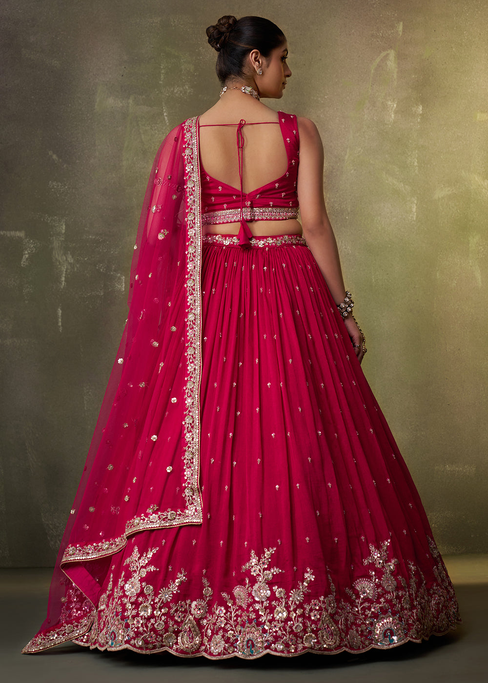 Buy Now Pink Georgette Embroidered Wedding Lehenga Choli Online in US, UK, Canada, France, Germany, Sweden, Greece, Denmark, UAE & Worldwide at Empress.
