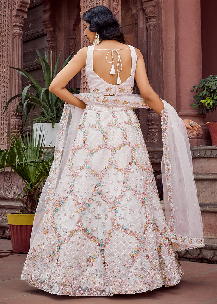 Buy Now Attractive Cream All Over Embroidered Wedding Lehenga Choli Online in US, UK, Canada, France, Germany, Sweden, Greece, Denmark & Worldwide at Empress.