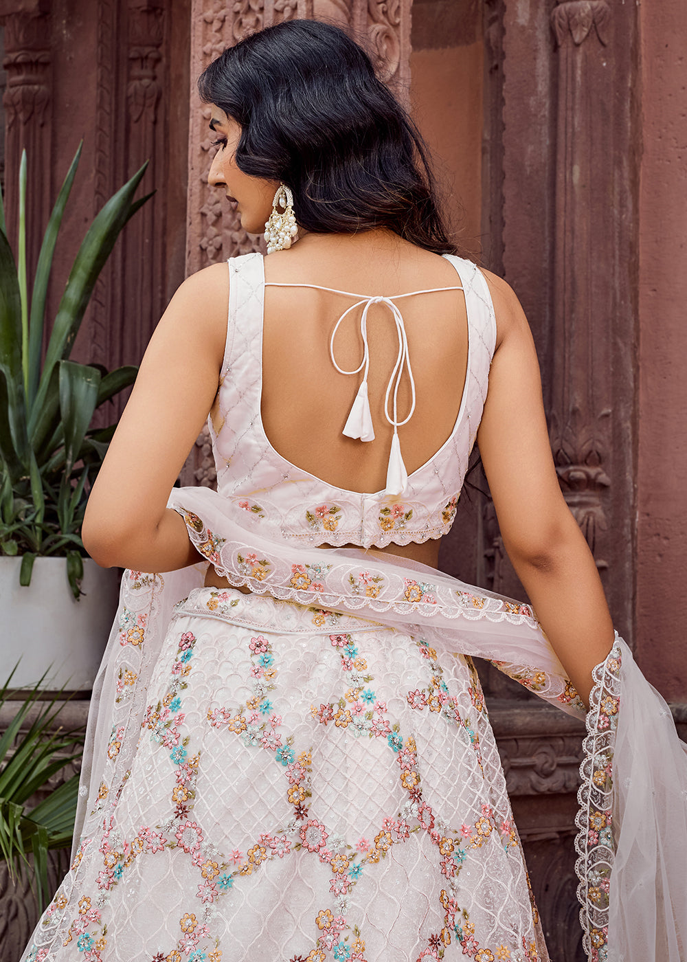 Buy Now Attractive Cream All Over Embroidered Wedding Lehenga Choli Online in US, UK, Canada, France, Germany, Sweden, Greece, Denmark & Worldwide at Empress.