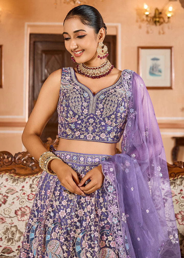 Buy Now Purple Color with Heavy Embroidery Lehenga Choli Online in US, UK, Canada, France, Germany, Sweden, Greece, Denmark, Spain, UAE & Worldwide at Empress.
