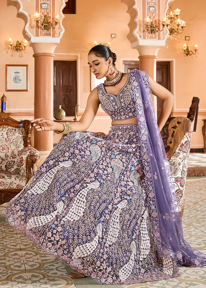 Buy Now Purple Color with Heavy Embroidery Lehenga Choli Online in US, UK, Canada, France, Germany, Sweden, Greece, Denmark, Spain, UAE & Worldwide at Empress.