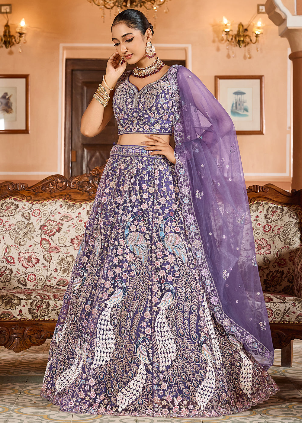 Buy Now Purple Color with Heavy Embroidery Lehenga Choli Online in US, UK, Canada, France, Germany, Sweden, Greece, Denmark, Spain, UAE & Worldwide at Empress.