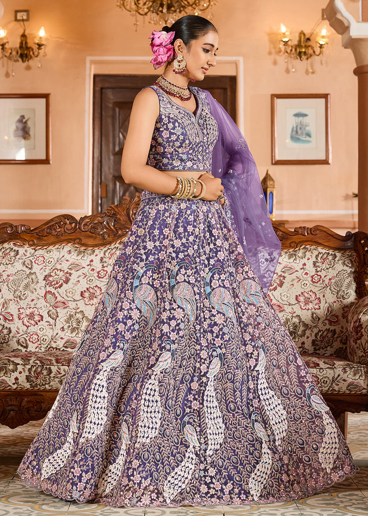 Buy Now Purple Color with Heavy Embroidery Lehenga Choli Online in US, UK, Canada, France, Germany, Sweden, Greece, Denmark, Spain, UAE & Worldwide at Empress.