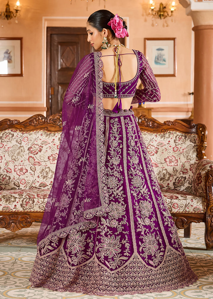 Buy Now Burgundy Color with Heavy Embroidery Lehenga Choli Online in US, UK, Canada, France, Germany, Sweden, Greece, Denmark, Spain, UAE & Worldwide at Empress.
