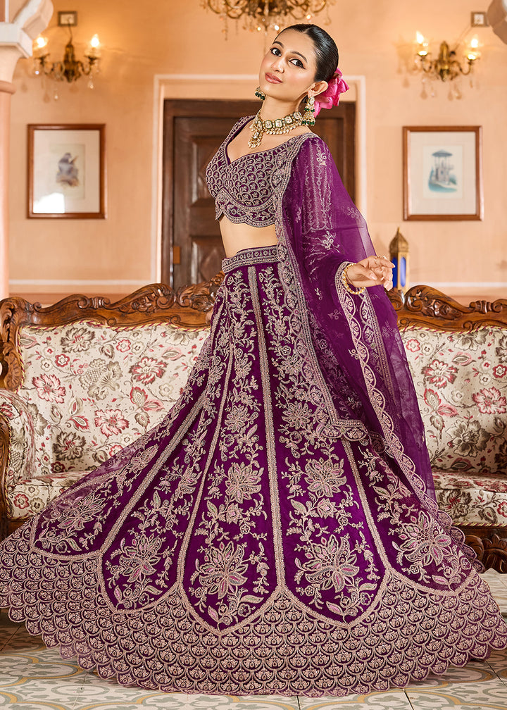 Buy Now Burgundy Color with Heavy Embroidery Lehenga Choli Online in US, UK, Canada, France, Germany, Sweden, Greece, Denmark, Spain, UAE & Worldwide at Empress.