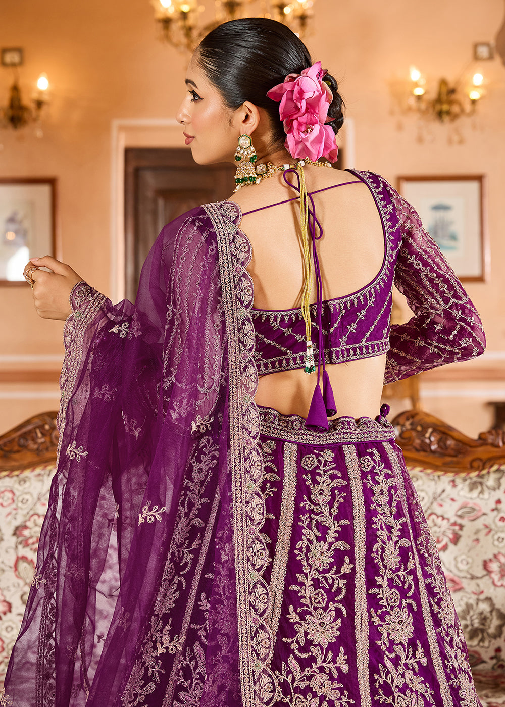Buy Now Burgundy Color with Heavy Embroidery Lehenga Choli Online in US, UK, Canada, France, Germany, Sweden, Greece, Denmark, Spain, UAE & Worldwide at Empress.