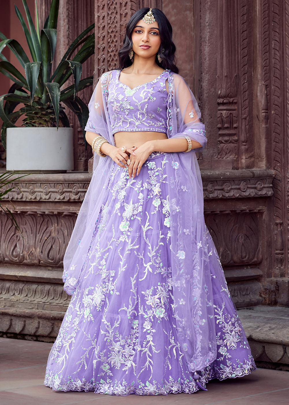 Buy Now Net Embroidered Mauve Festive Style Lehenga Choli Online in US, UK, Canada, France, Germany, Sweden, Greece, Denmark, UAE & Worldwide at Empress.