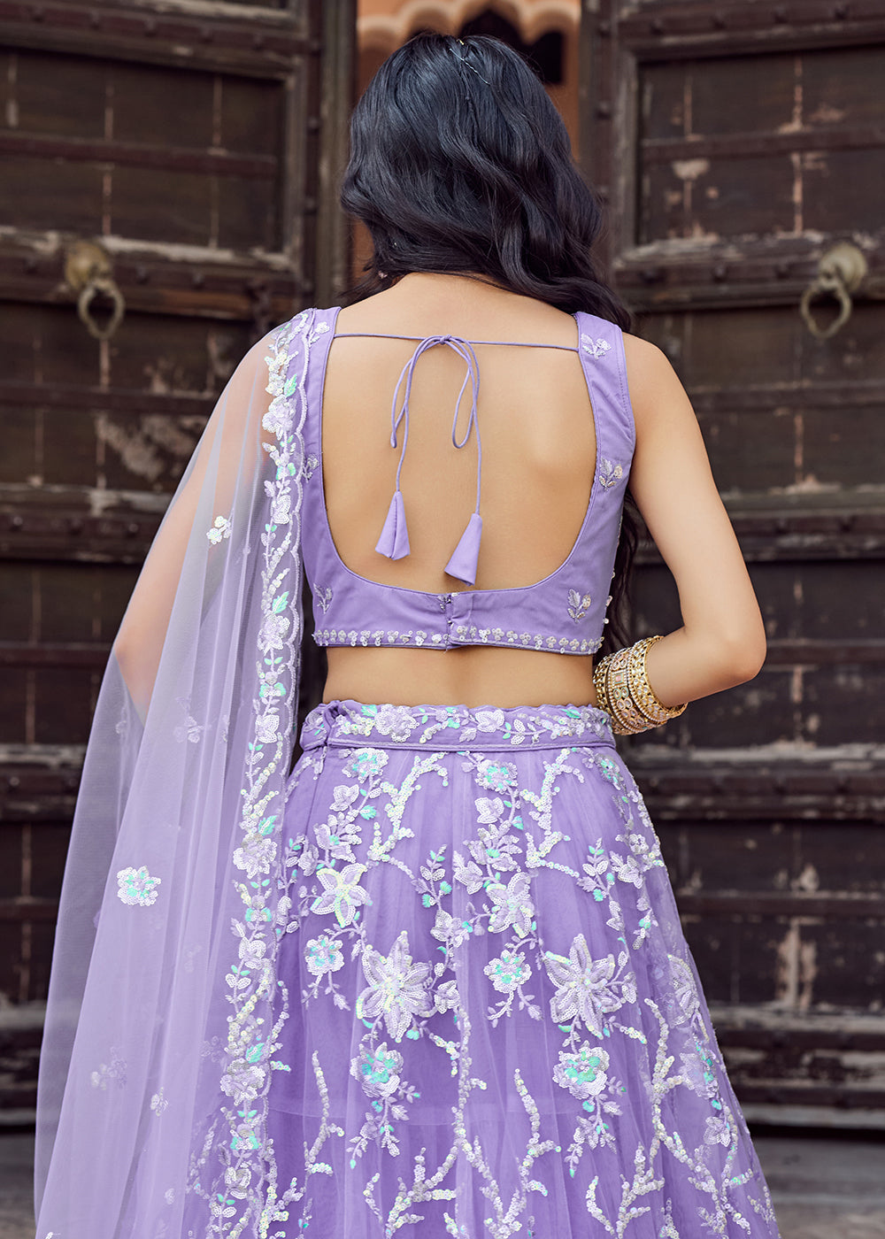 Buy Now Net Embroidered Mauve Festive Style Lehenga Choli Online in US, UK, Canada, France, Germany, Sweden, Greece, Denmark, UAE & Worldwide at Empress.
