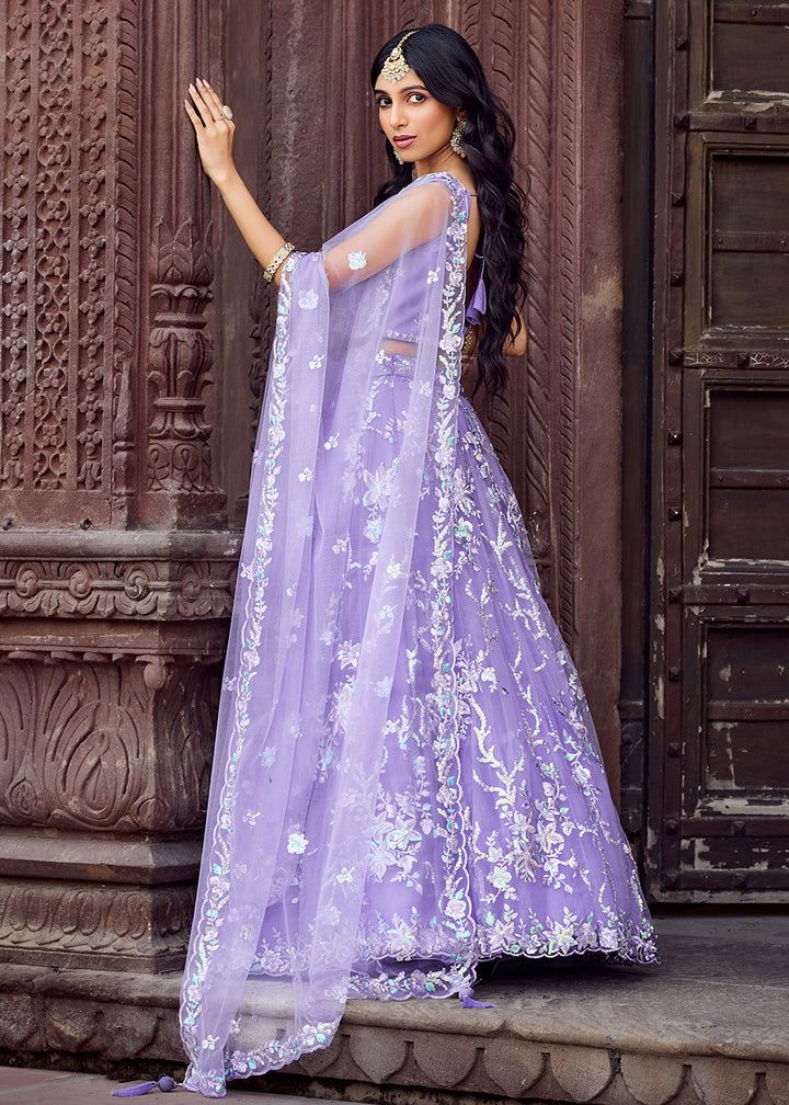 Buy Now Net Embroidered Mauve Festive Style Lehenga Choli Online in US, UK, Canada, France, Germany, Sweden, Greece, Denmark, UAE & Worldwide at Empress.