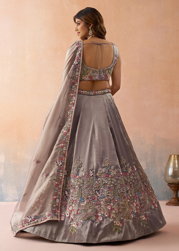 Buy Now Lavender Sequins & Zarkan Designer Wear Lehenga Choli Online in US, UK, Canada, France, Italy, Germany, Australia, Greece, Sweden, & Worldwide at Empress.