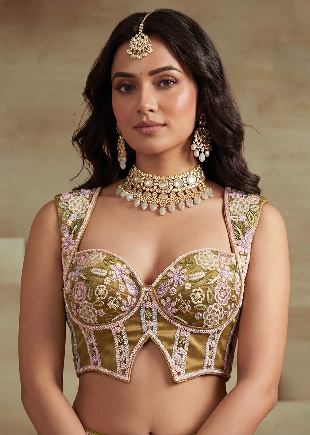 Buy Mustard Tissue Moti with Embroidered Party Lehenga Choli Online in US, UK, Canada, France, Italy, Germany, Sweden, Denmark, Austria & Worldwide at Empress.