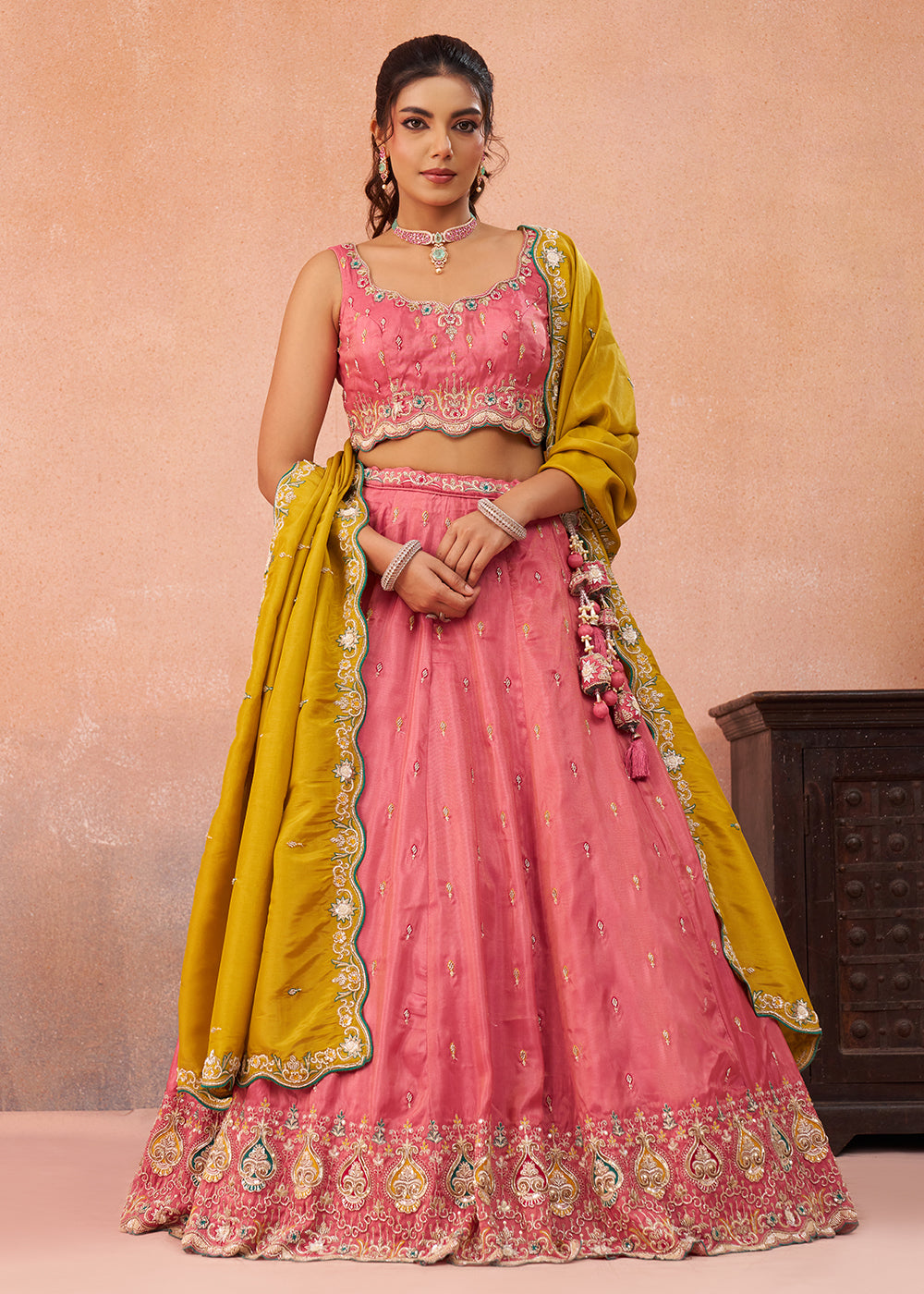 Buy Now Pink Cosmos Silk Embroidered Festive Lehenga Choli Online in US, UK, Canada, France, Italy, Germany, Australia, Greece, UAE & Worldwide at Empress.