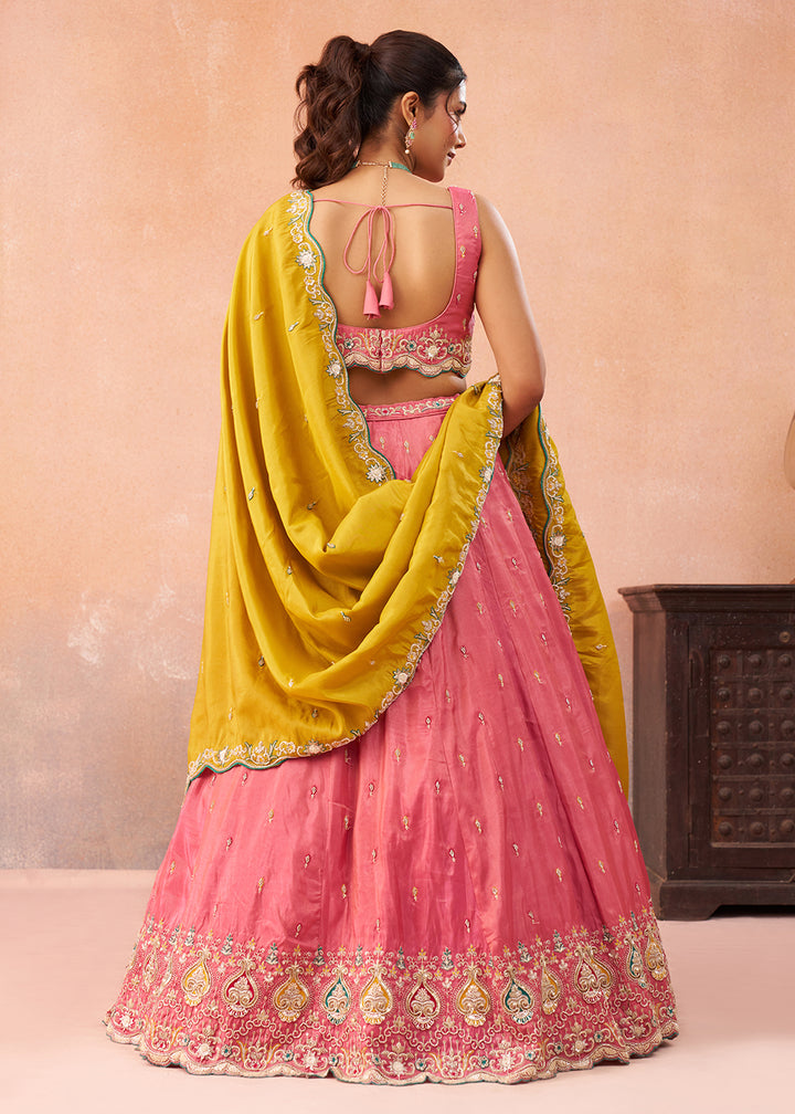 Buy Now Pink Cosmos Silk Embroidered Festive Lehenga Choli Online in US, UK, Canada, France, Italy, Germany, Australia, Greece, UAE & Worldwide at Empress.