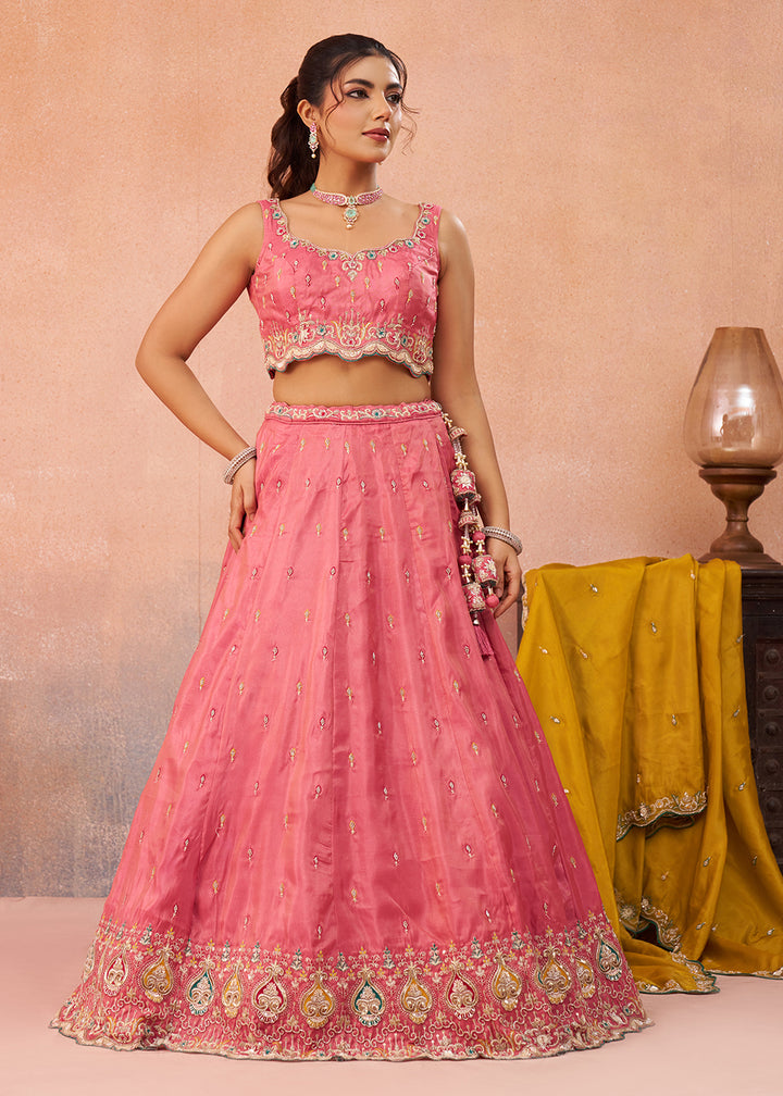 Buy Now Pink Cosmos Silk Embroidered Festive Lehenga Choli Online in US, UK, Canada, France, Italy, Germany, Australia, Greece, UAE & Worldwide at Empress.
