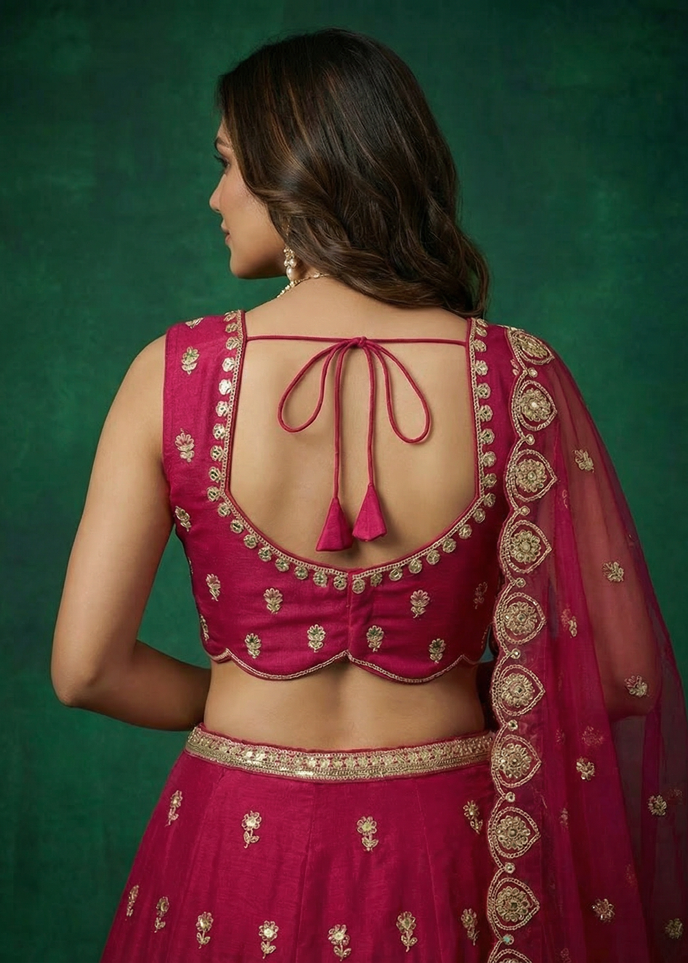 Buy Now Pink Chinnon Moti with Sequince Embroidered Lehenga Choli Online in US, UK, Canada, France, Italy, Germany, Sweden, Austria, UAE &amp; Worldwide at Empress.
