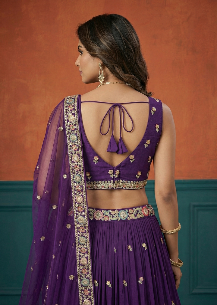 Buy Now Purple Georgette Sequins Embroidered Festive Lehenga Choli Online in US, UK, Canada, France, Italy, Germany, Sweden, Austria, UAE &amp; Worldwide at Empress