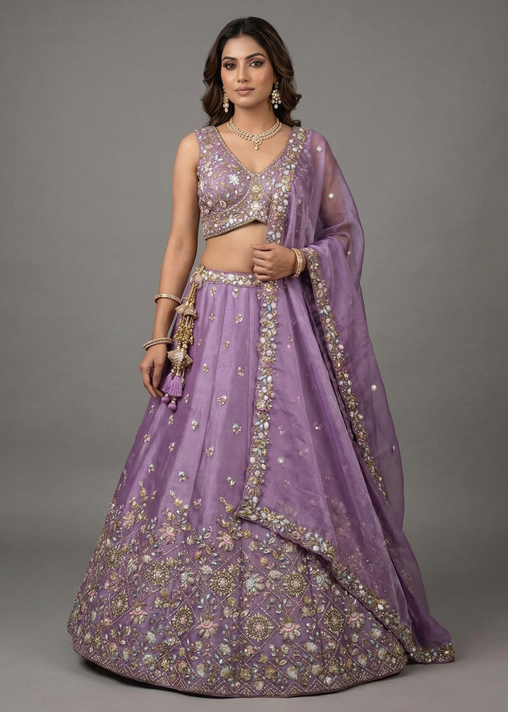 Buy Now Designer Style Lavender Color Bridesmaids Lehenga Choli Online in US, UK, Canada, France, Italy, Germany, Sweden, Austria, UAE &amp; Worldwide at Empress.