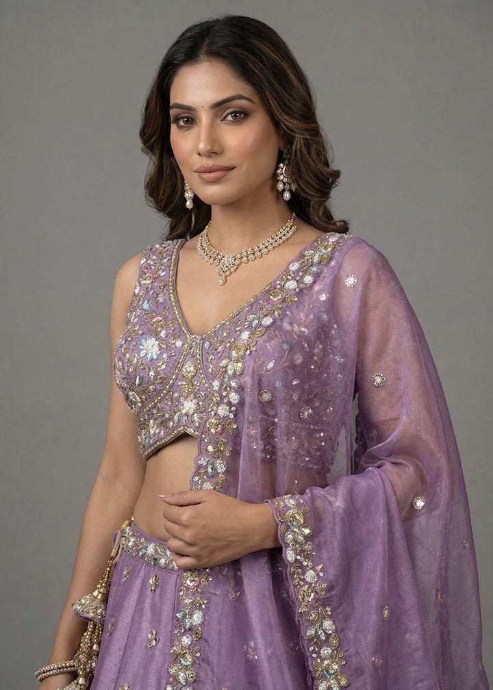 Buy Now Designer Style Lavender Color Bridesmaids Lehenga Choli Online in US, UK, Canada, France, Italy, Germany, Sweden, Austria, UAE &amp; Worldwide at Empress.