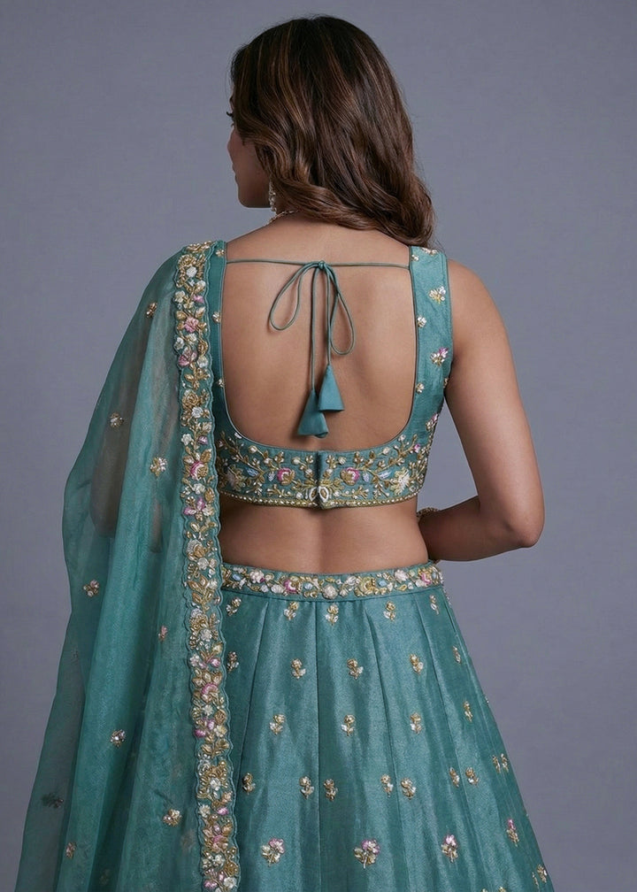 Buy Now Designer Style Green Color Bridesmaids Lehenga Choli Online in US, UK, Canada, France, Italy, Germany, Sweden, Austria, UAE &amp; Worldwide at Empress.