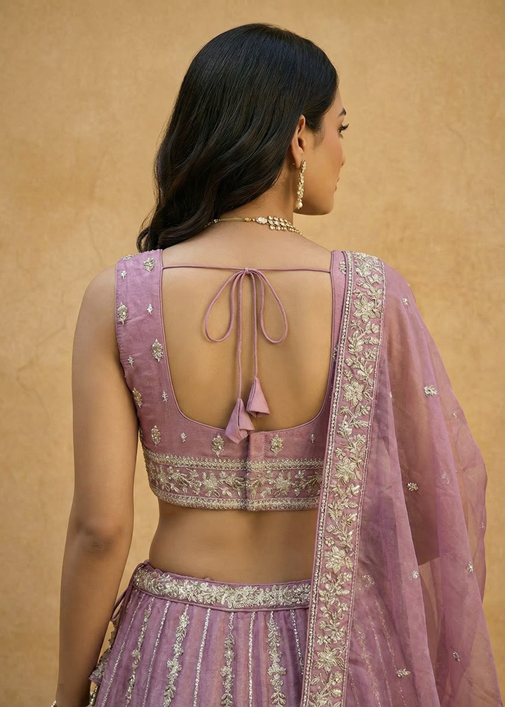 Buy Now Wedding Style Rose Pink Chiffon Lehenga Choli Online in US, UK, Canada, France, Italy, Germany, Sweden, Austria, Switzerland &amp; Worldwide at Empress.