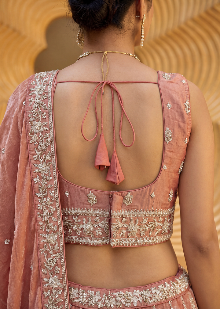 Buy Now Wedding Style Rust Orange Chiffon Lehenga Choli Online in US, UK, Canada, France, Italy, Germany, Sweden, Austria, Switzerland &amp; Worldwide at Empress.