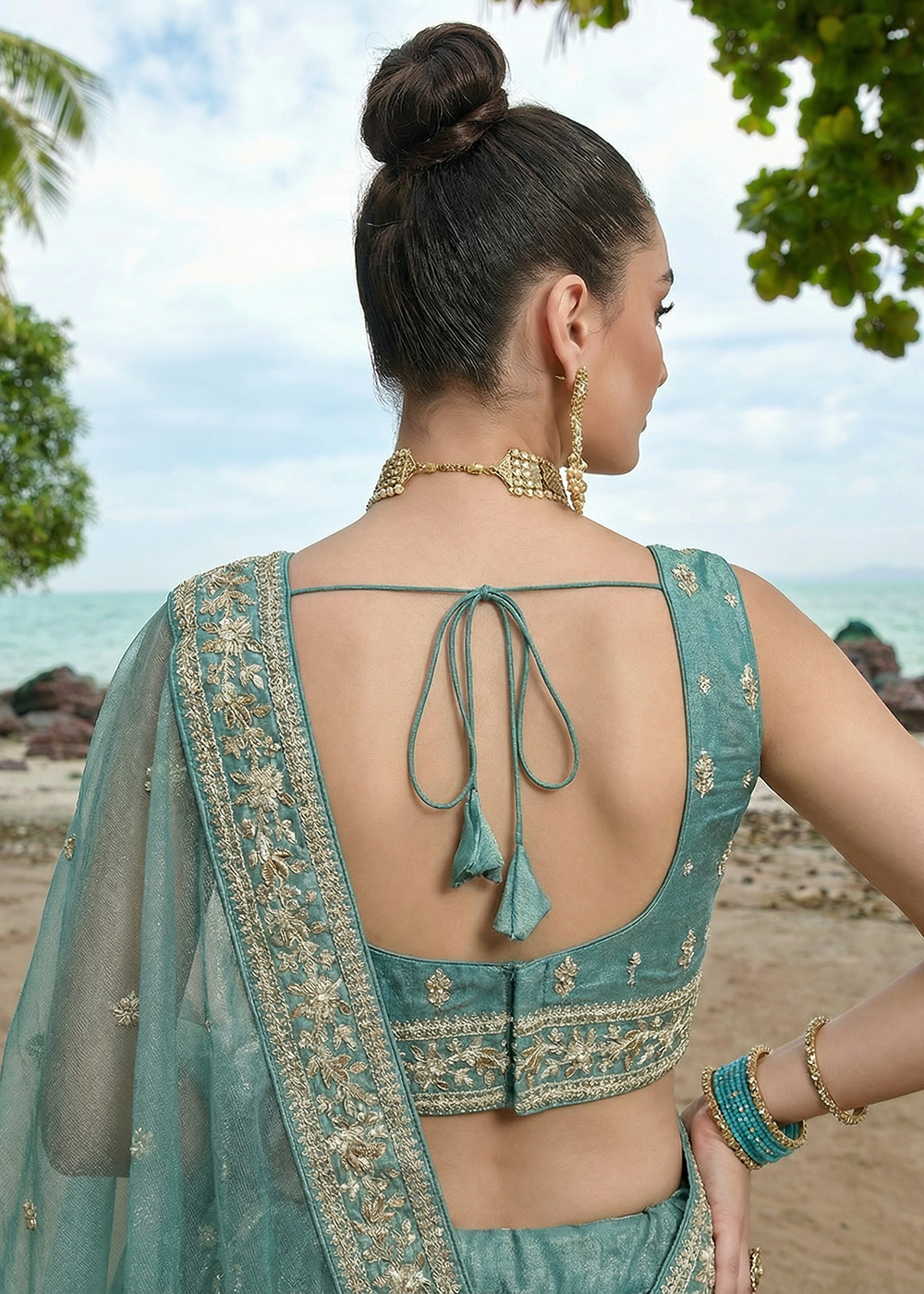 Buy Now Wedding Style Sky Blue Chiffon Lehenga Choli Online in US, UK, Canada, France, Italy, Germany, Sweden, Austria, Switzerland, UAE &amp; Worldwide at Empress.