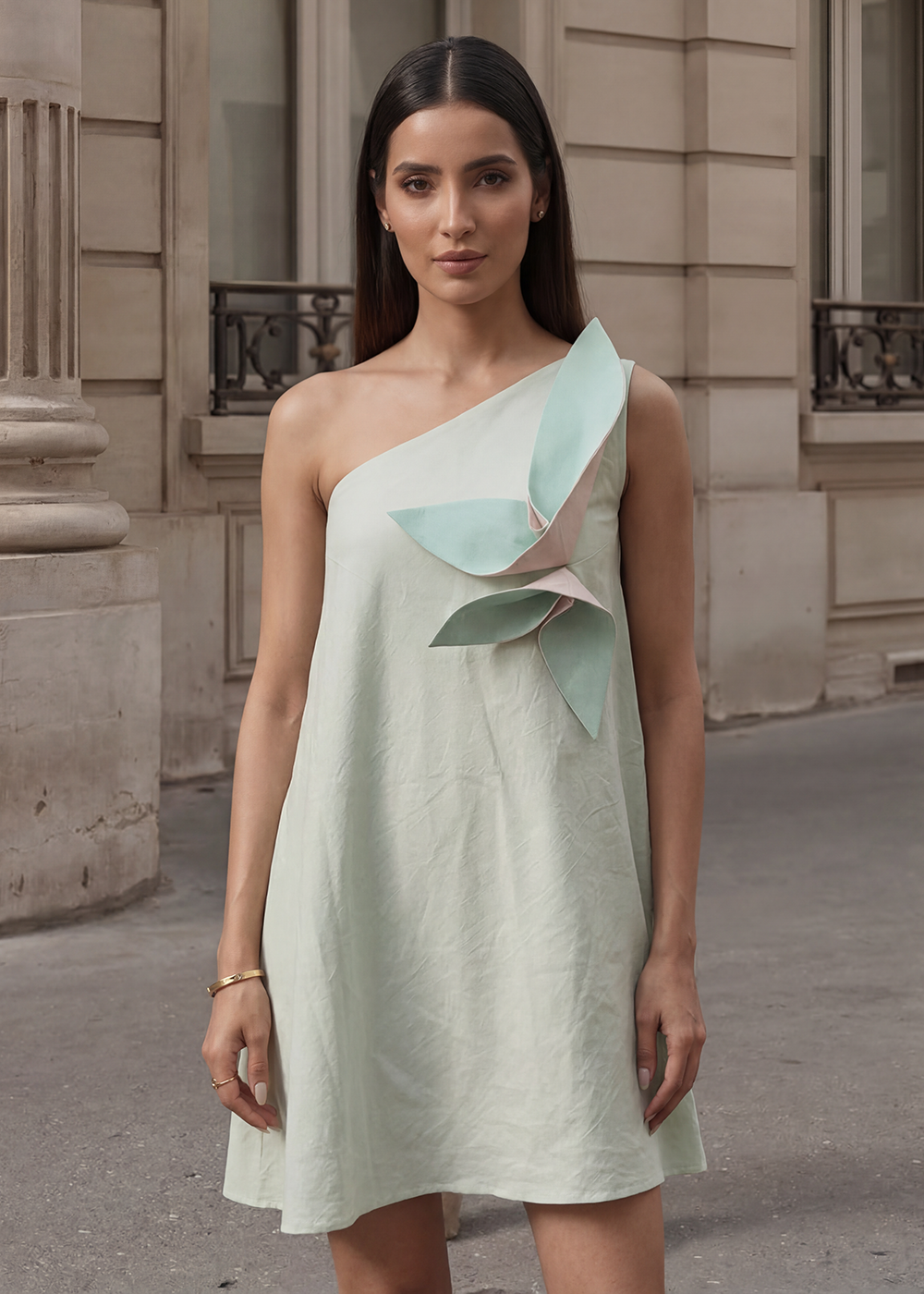 Mint Green Cotton Floral Summer A-Line Indo Western Dress Mint Green Cotton Floral Summer A-Line Indo Western Dress