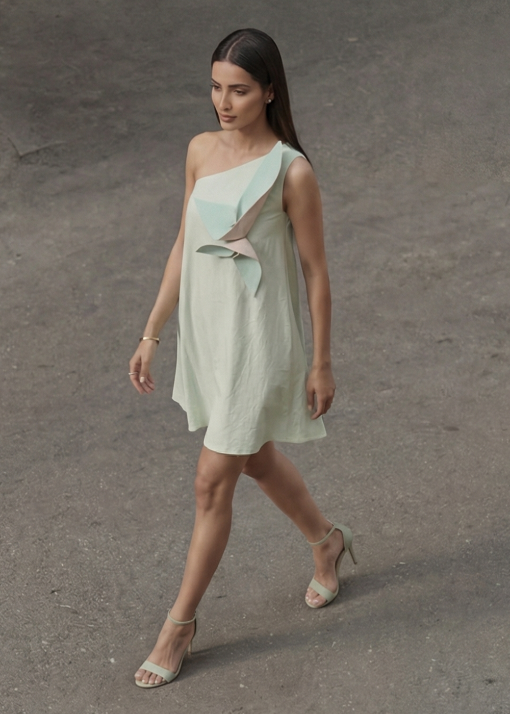 Mint Green Cotton Floral Summer A-Line Indo Western Dress Mint Green Cotton Floral Summer A-Line Indo Western Dress