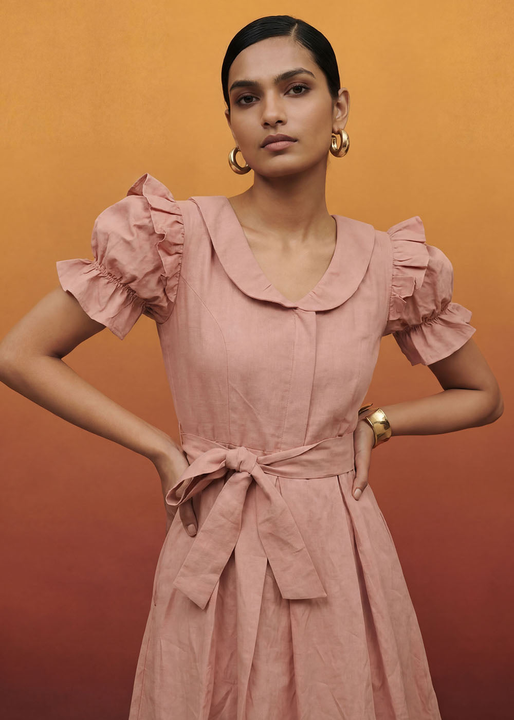 Buy Now Baby Pink Vintage Cotton Summer Mini Indo Western Dress Online in US, UK, Canada, Netherlands, Germany, Italy, France, Sweden & Worldwide at Empress.